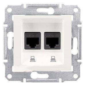 Розетка комп'ютерна подвійна 2*RJ45, кат.5е UTP (слонова кістка) SEDNA Schneider Electric SDN4400123