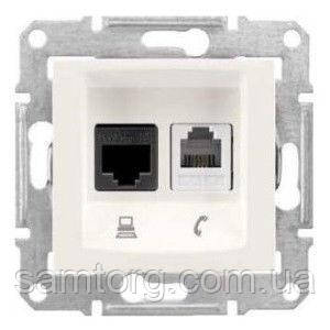 Розетка телефон + комп'ютер RJ11+RJ45 кат.5e UTP (слонова кістка) SEDNA Schneider Electric SDN5100123