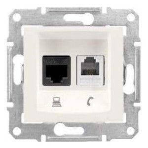 Розетка телефонна подвійна 2*RJ11 (складова кістка) SEDNA Schneider Electric SDN4201123
