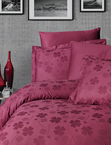 Постільна білизна First Choice Jacquard Satin "Dark Red Clover" JS 41, фото 3