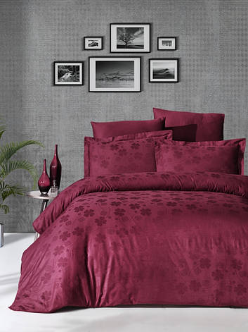 Постільна білизна First Choice Jacquard Satin "Dark Red Clover" JS 41, фото 1