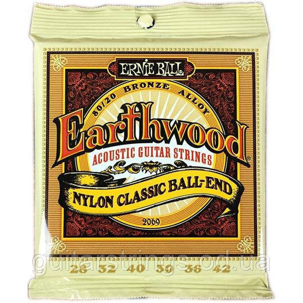 Струны Ernie Ball 2069 Earthwood Folk Nylon Clear & Gold Normal Tension 28-42, фото 1