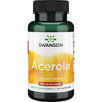 Swanson Acerola Натуральный витамин С концентрат из вишни Acerola, 60 капсул