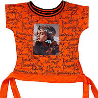 Футболка для дівчинки 152-164 см оранжева яскрава футболка для дівчинки підлітка