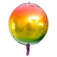 Фольгована кулька сфера-градієнт синій-зелений-жовтий-фіолетовий 22" Китай