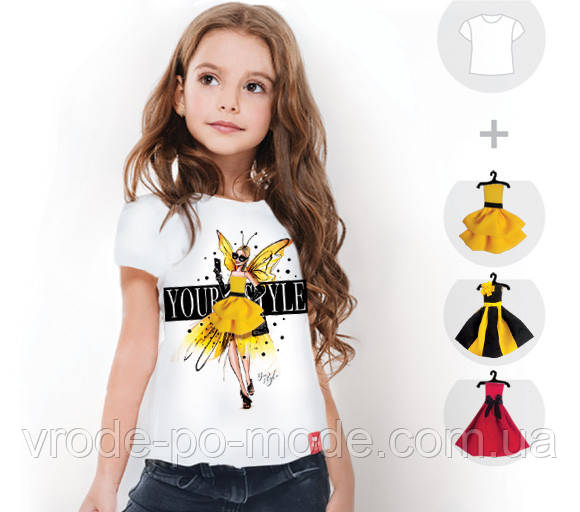 Футболка дитяча зі знімними платтями "Lovely Butterflies", для дівчинки