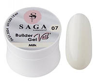 Гель для наращивания ногтей SAGA Builder Gel Veil, Milk №7, 15 мл