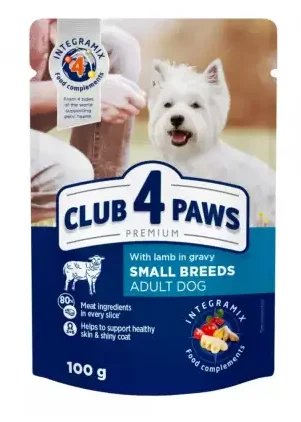 Вологий корм для собак дрібних порід Клуб 4 лапи з ягням у соусі Club 4 Paws Premium Small Breeds 0,1 кг