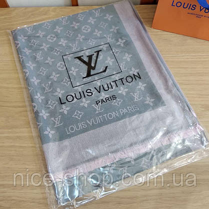 Палантин Louis Vuitton пудрово-сірий, фото 4