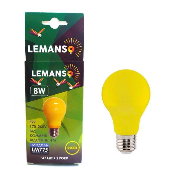 Лампа світлодіодна 8W A60 E27 2200K 170-265V 4м від комарів Lemanso
