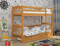 Кровать двухъярусная деревянная трансформер Бай-Бай МФ Wellmebely с ящиками, 80х190, Ольха светлая