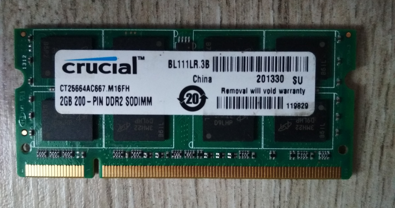 Для ноутбука 2 GB DDR2 667MHz Crucial PC2 5300S 2Rx8 RAM Оперативна пам'ять