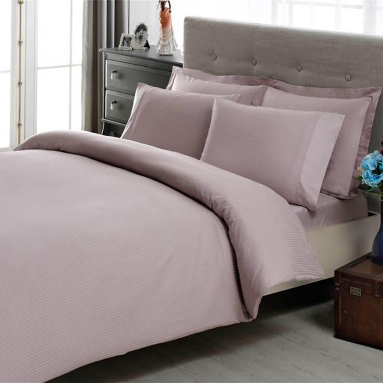 Постільна Білизна TAC Premium Basic Stripe Satin Lila, фото 1