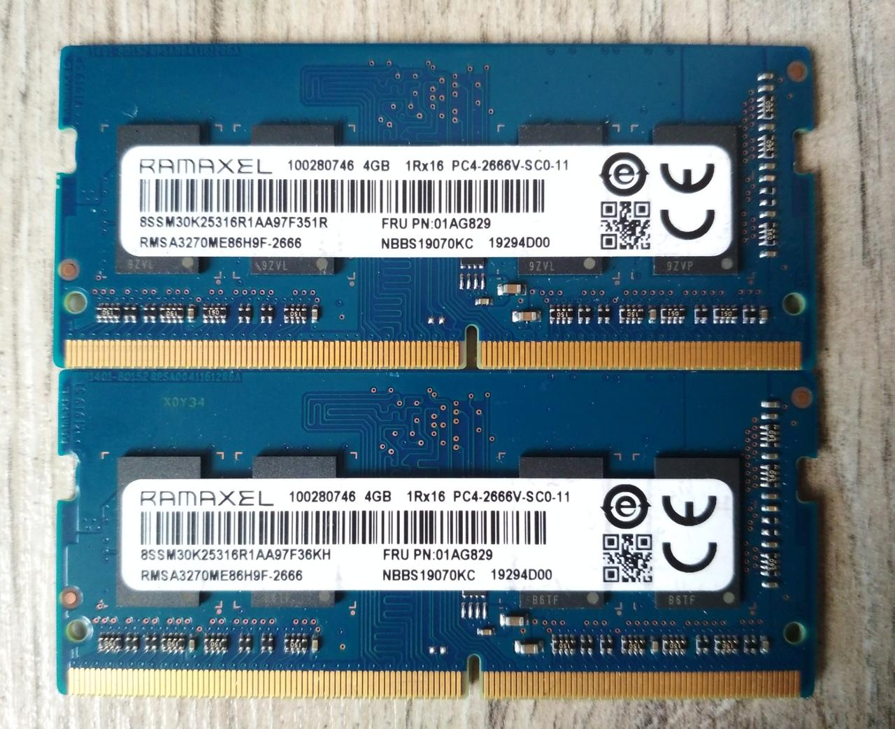 Для ноутбука 8GB 2*4GB DDR4-2666V Ramaxel PC4-21333S 1Rx16 RAM Оперативна пам'ять