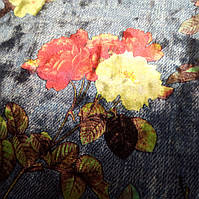 Стрейч велюр ткань с цветами