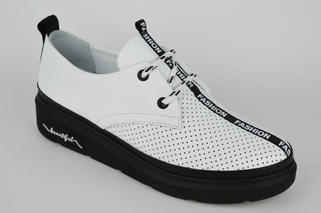 Сліпони перфоровані на платформі Evromoda 195500 36 Білі шкіра, фото 1