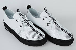 Сліпони перфоровані на платформі Evromoda 195500 36 Білі шкіра, фото 2