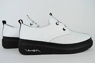 Сліпони перфоровані на платформі Evromoda 195500 36 Білі шкіра, фото 3