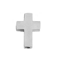 Намистина Хрест, Колір: метал, Нержавіюча сталь, 15 мм x 10 мм, 1.8 мм