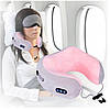 Масажна подушка для шиї U-shaped Massage pillow портативний масажер, вібромасажер для шиї Сіра з Рожевим, фото 3