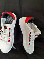 Кросівки  41 білі з червоним Еко шкіряні з дефектом