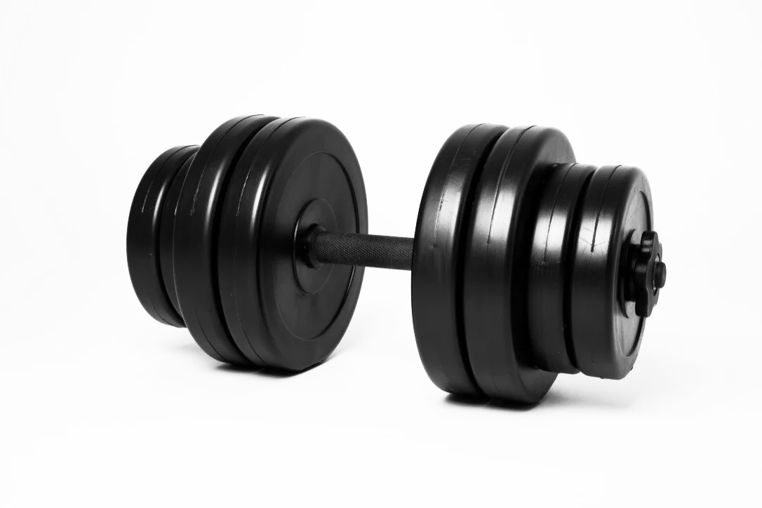 Розбірна гантель композитна 15 кг  прямий гриф для тренувань вдома (Набірна пластикове покриття гайки Вейдера) W_5736, фото 1