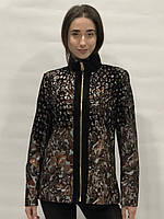 Куртка з натуральної шкіри в золотому лазері комір стійка довжина 65 см 48р 50р 52р