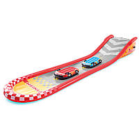 Надувной игровой центр INTEX Racing Fun Slide 57167 Водяная горка с надувными досками (2 машинки)