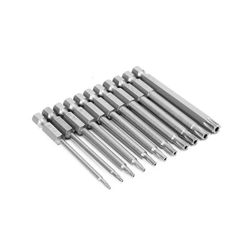 Біти Torx 11шт магнітні 75мм Т6-Т40 з отвором 6-гранні, фото 1