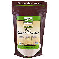 Now Foods, Real Food, какао органический сырой какао-порошок, 340 г made in USA