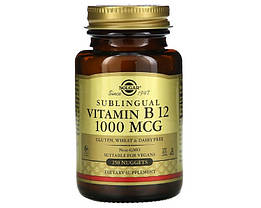 Вітамін Б12 (Ціанокобаламін) Солгар Solgar Sublingual Vitamin B-12 1000 250 таб mcg, фото 3