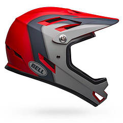 Велошлем BMX даунхилл Bell Sanction Adult Full Face Bike Helmet Matte Crimson/Slate/Grey Small (51-54cm)