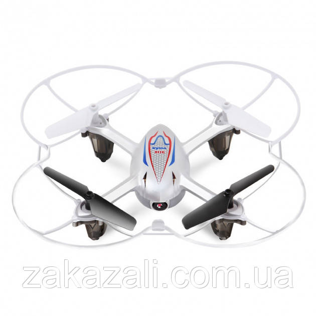 Квадрокоптер на радіокеруванні Syma X11С Air-Cam | Дрон з підсвічуванням білий з вбудованою камерою 2 МП на ПУ