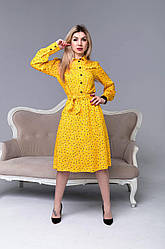 Сукня молодіжна з щільного штапеля жовтого кольору розміри 50, 52