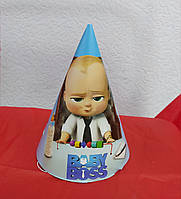 Набір ковпаків святкових блакитний принт Босс Молокосос Baby Boss  15см