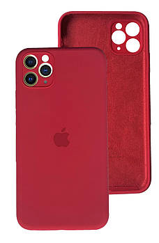 Чохол Silicone case Full Camera Protective для IPhone 12 Pro max Rose red бордовий
