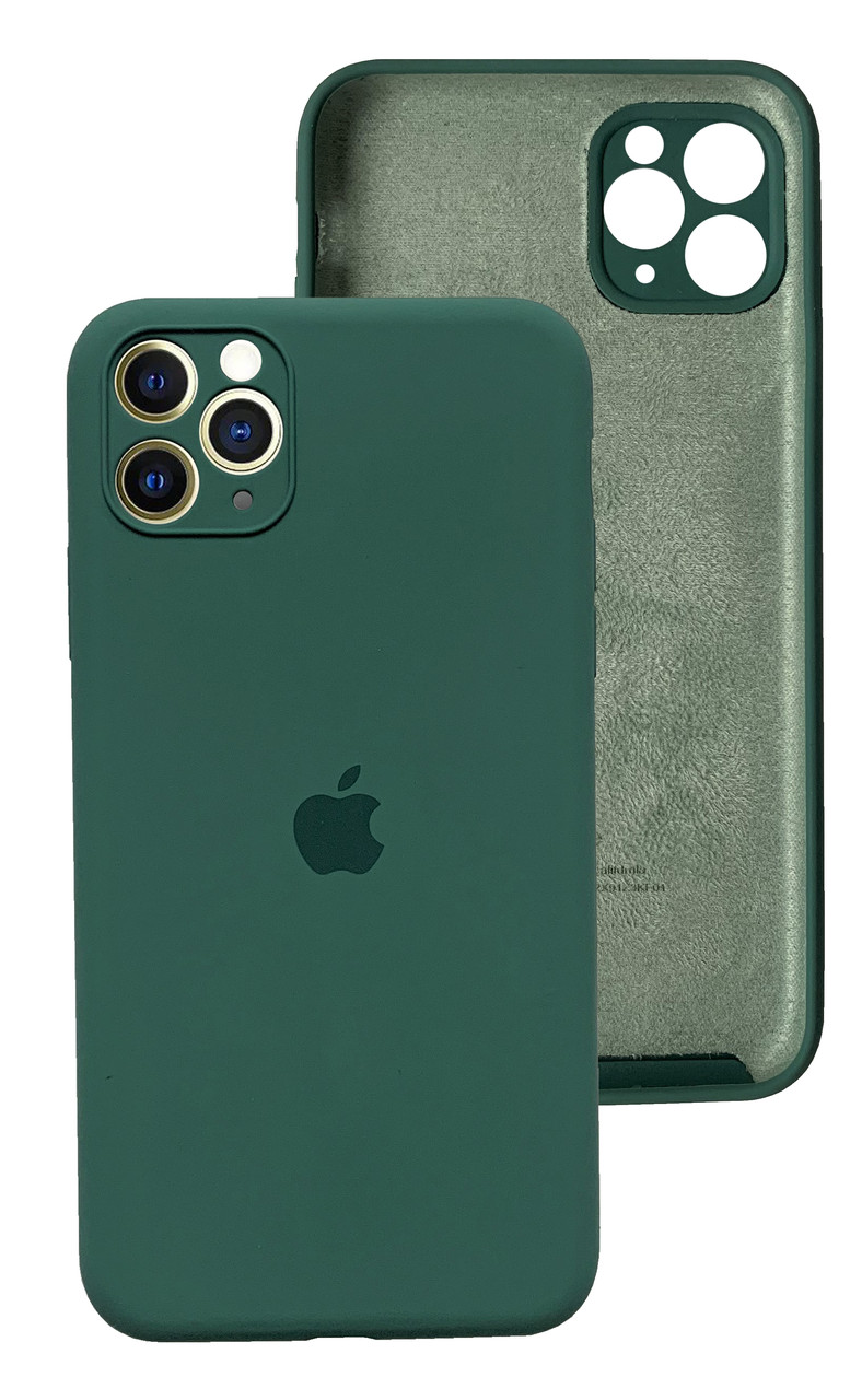Чохол Silicone case Full Camera Protective для IPhone 12 Pro Pine green зелений