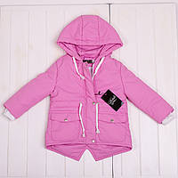 Демисезонная куртка парка для детей от 1 до 9 лет, с капюшоном. Розовая