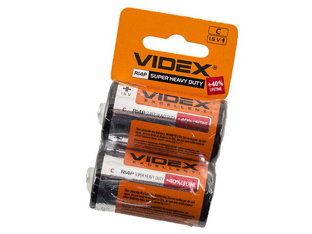 Батарейки Videx R-14 мініблістер 2шт (12)(120), фото 1