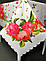 Святкова біла скатертина з квітами, фото 2