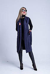 Жилет молодіжний в синьому кольорі з турецької замші розміри 44, 46, 48