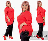 Ошатний жіночий костюм-двійка великих розмірів: асиметрична блуза + штани (р.48-58). Арт-2273/42, фото 2