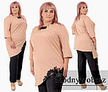 Ошатний жіночий костюм-двійка великих розмірів: асиметрична блуза + штани (р.48-58). Арт-2273/42, фото 4