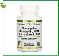 Глюкозамин, хондроитин и МСМ с гиалуроновой кислотой, 60 капсул, California Gold Nutrition, США