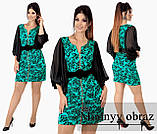 Літня ошатна батальна сукня з чорними шифоновими рукавами і посом (р. 48-54). Арт-2281/42, фото 4