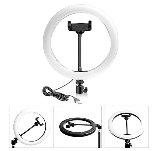 Кільцева LED лампа RGB MJ33 33см. (управління на проводі)1 кріплення, LED лампа для фото, відео зйомки