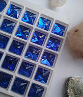 Стрази пришивні Квадрат 10 мм Sapphire (синій), скло