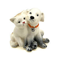 Скульптурка "Собака + кот" цветные 8*8см глина, керамика.