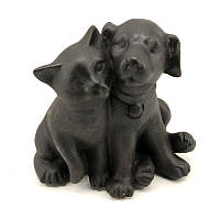 Скульптурка "Собака+кот" черные 8*8см глина, керамика.