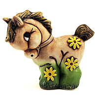Скульптурка "Пони с цветами" 10*11см. глина, керамика.